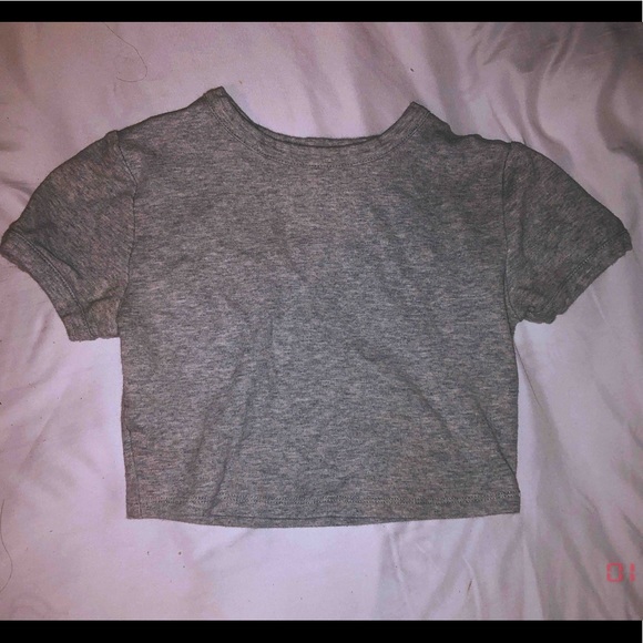 GREY CROP TOP - Picture 1 of 3